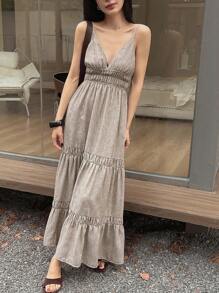 Livesso Women's Summer Spaghetti Strap Waist Midi Dress,Fall Women Clothes Long Sleeve Dress