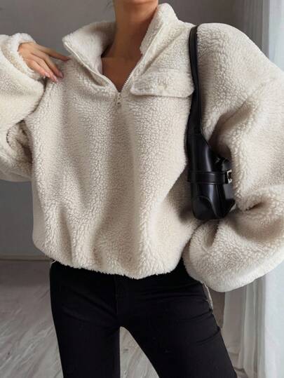 Strévra Sweat-shirt-shirt col montant à demi-zip pour femmes, vêtements d'automne pour femmes