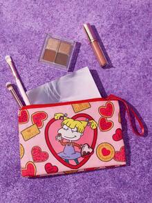 Nick 90s | SHEIN 1pc Polyester Cartoon Character Printed Lightweight Cosmetic Bag, Suitable For Storing Cosmetics, Stationery, Daily Necessities, Digital Products, Great For Commuting, School, Travel, Suitable For Men, Women, Students - Multicolor - View 2