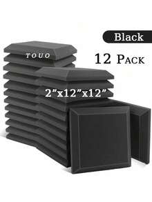 TOUO 6-24 片大号方形斜边吸音泡沫板 12 英寸 x 12 英寸 x 2 英寸/12 英寸 x 12 英寸 x 1.18 英寸，高密度隔音墙板，8 种颜色，工作室和卧室隔音处理，隔音家居配件