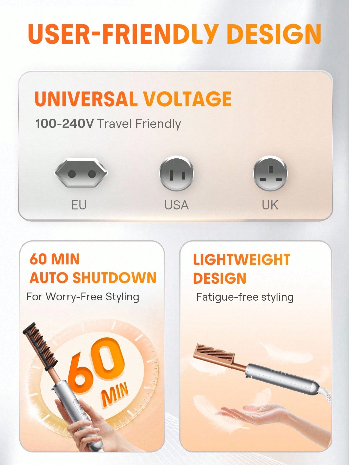 Anti-Burn Hot Comb - US Plug 7