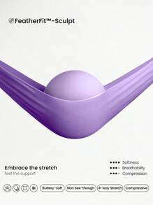 GLOWMODE Mallas de compresión con espalda cruzada suave y elástica FeatherFit™-Sculpt Power Form de 24", para entrenamiento de alto impacto, running, entrenamiento, gimnasio, estudio y uso diario activo - Lila Púrpura - Ver 5