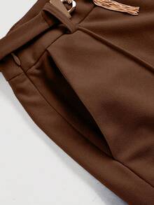 EURMUSE Women's Casual Loose Solid Color Suit Pants, Suitable For Everyday Wear - Coffee Brown - View 3