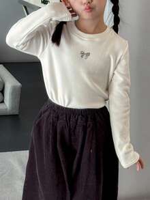 DAZY Young Girls Crew Neck Knit Fleece T-Shirt, Fall,Winter - Multicolor - View 11