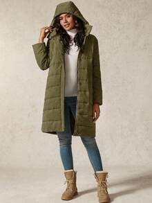 Boho Mama Maternity Solid Color Minimalist Everyday Multifunctional Long Sleeve 3-In-1 Jacket - Green - View 7