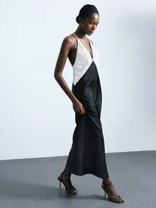 Maija 女士时尚性感撞色亮片拼布露背连衣裙 - 彩色 - 查看 7