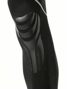 Manfinity KASUA 男士专业潜水服字母印花立领插肩袖连体裤男式泳衣潜水服冲浪服沙滩潜水防护泳衣健身游泳 - 黑色 - 查看 5