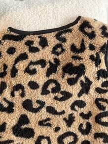 Teen Girl Leopard Print Vest Jacket, Autumn/Winter - Multicolor - View 4