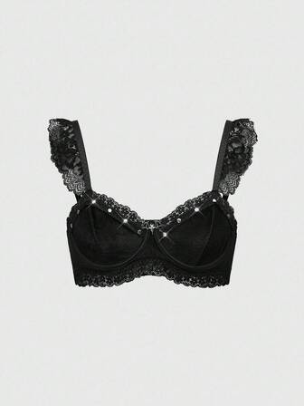 Grunge Punk Soutien-gorge bralette à rivets punk, avec armature et dentelle