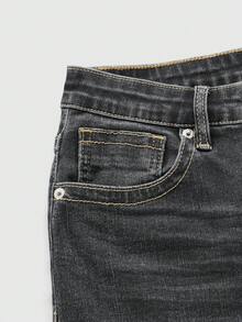 EURMUSE Jeans de verano de mezclilla casual y versátil con puños desgastados para mujer - Gris Claro - Ver 9