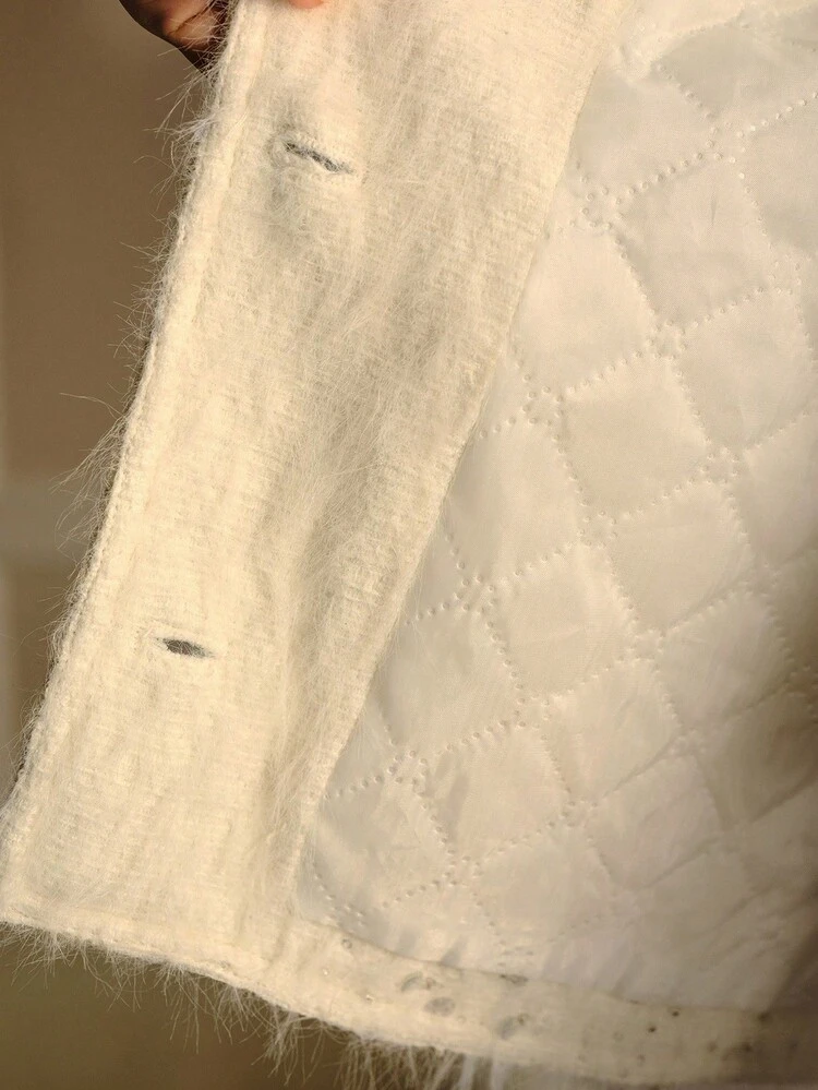 CONTRAST SEQUIN BUTTON UP OVERCOAT