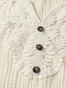 Linhara Plus Size Plain Simple Short Sleeve Shirt - Apricot - View 3