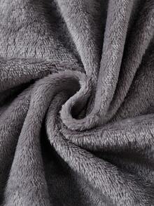 Teen Boys Plush Dinosaur Embroidery Design Hooded Robe With Belt, Long Sleeve Long Pajamas - Grey - View 6