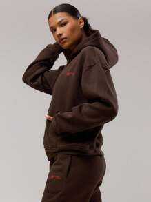 Musera Sport Áo khoác thể thao có khóa kéo Jersey, logo, áo hoodie năng động, trang phục tập gym, Padel Fitness, Desert Runner Fitness - Cà phê nâu - Xem 2