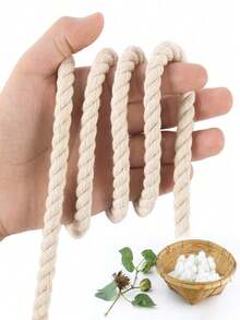 10 毫米 X 4.3 码天然花边绳，3 股扭绳，适用于壁挂、植物吊架、工艺品、礼品包装和婚礼装饰 - 白色 - 查看 5