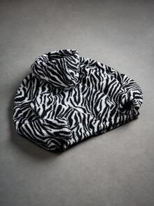 PAVTROS Men's Zebra Print Long Sleeve Fleece Zip-Up Hooded Jacket , Fall Winter