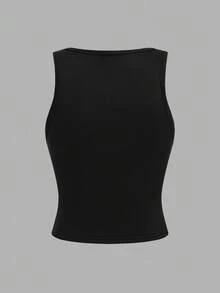 SHEIN Girlism 青少年女孩休闲纯色百搭短款吊带背心，适合所有季节 - 彩色 - 查看 9