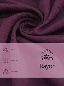 Aalyst 女士春夏单竹结亚麻连衣裙，优雅 V 领纽扣领，宽松版型，蝴蝶结腰带，褶皱肩部，长裙，适合度假和办公室通勤 - 紫紅色 - 查看 4