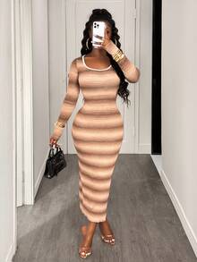 BamGleam Tie-Dye Chiffon Off-Shoulder Dress, Suitable For Commuting And Outdoor Romantic Occasions Fall Winter Cloth For Women