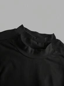 SHEIN EZwear 2 件女式高领紧身长袖打底 T 恤套装，适合秋冬季 - 黑色 - 查看 6