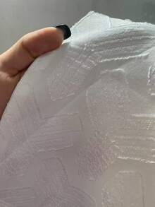 SHEIN Tall 女士优雅通勤白色提花面料缺口领双排扣装饰西装外套，长袖修身夹克+女士优雅通勤白色提花面料松紧腰长直筒裤 - 白色 - 查看 9