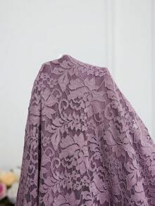 Modelyn Plus Size Women Elegant Fitted Mesh Patchwork Long Sleeve Dress Fall Cloth For Women - Purple - View 8