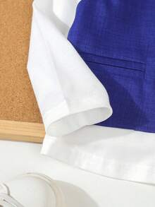 SHEIN 3 peças/Conjunto Roupa Formal de Gentleman para Bebê Menino - Inclui Camisa de Manga Longa com Gravata Borboleta, Colete de Abotoamento Simples e Calça Casual com Elástico na Cintura e Bolsos, Adequado para Casamentos, Convidados de Casamento, Dia das Mães, Volta às Aulas - Multicolorido - Visão 6