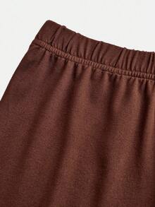 Sparklyn 2 件套少女秋季城市名称 3D 图案针织连帽衫和针织喇叭裤服装 - 杏色 - 查看 8