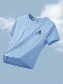 SHEIN 2pcs Set Teen Boy's Contrast Color Block Printed T-Shirt And Shorts Sports Suit;Spring Wear; Teen Boys' Clothing; Kids' Jackets, Spring Back To School