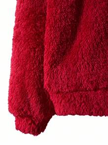 Paul Frank X SHEIN 女式卡通刺绣圆领长袖套头衫 - 紅色 - 查看 5