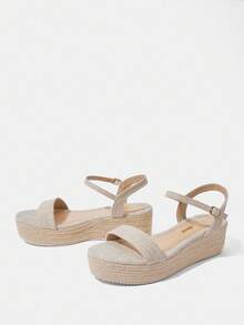 Styleloop Giày lười đế xuồng và đế xuồng dệt đế dày phong cách Bohemian dành cho nữ - Màu be - Xem 3