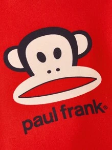 Paul Frank X SHEIN 2pcs Tween Boy Cartoon Pattern Crew Neck Long Sleeve Top And Pants Comfortable Casual Pajama Set - Navy Blue - View 4