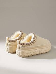 Solecia Women's Thick Sole Casual Versatile Fleece Snow Boots For Christmas - Beige - View 4