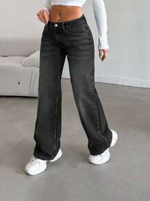 EURMUSE LOW RISE STRAIGHT CYT WOMEN BLUE JEAN - Dark Grey - View 7