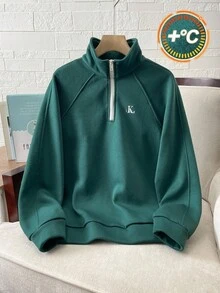 青少年男孩休闲保暖衬里 Polo 衫，秋冬 - 軍綠色 - 查看 4