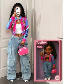 BamGleam 女式摩托车字母印花短款轻便夹克