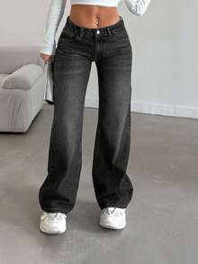 EURMUSE LOW RISE STRAIGHT CYT WOMEN BLUE JEAN - Dark Grey - View 4