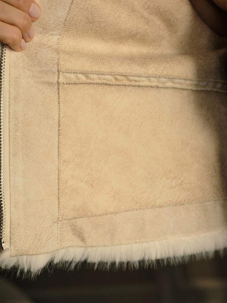 ZIP UP FAUX FUR COAT, FALL WINTER