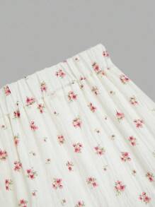 Sweetra Plus Size Halter Backless Top & A-Line Ditsy Floral Skirt 2 Pieces Set, Vacation - White - View 6