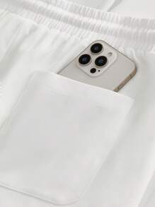 EASEVO 加大码男士纯色立领单排扣短袖衬衫及抽绳腰带口袋休闲裤套装 - 彩色 - 查看 7