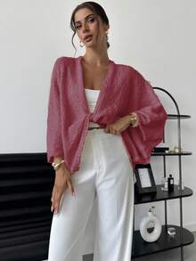 EURMUSE Pulover minimalist elegant, lejer, cu decolteu în V încrucișat pentru femei