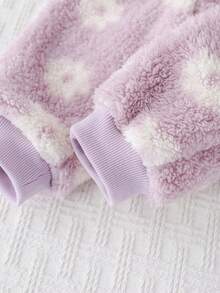 Cozy Pixies 2 pezzi Set di felpa con collo a giro a maniche lunghe con stampa floreale e fodera in pile e pantaloni con vita elastica alla caviglia per bambina