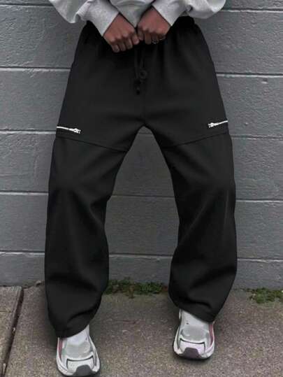 Tween Boys Casual Utility Split Straight Fit Pants, Comfortable & Versatile, Suitable For School, Outdoor, Daily Wear