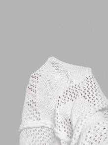 Skyraze Women's Elegant Slimming Crochet Halter Knitted Dress,Vacation Style Music Festival Fashionable And Elegant Boho White Long Dress - White - View 8