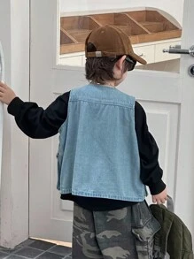 Dazy Kids Toddler Boys' Loose Casual Denim Jacket, Autumn - Blue - View 8