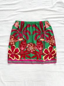 Soleia Váy quấn họa tiết cây cọ nhiệt đới và chim cho nữ, đi nghỉ mát - Nhiều màu - Xem 2