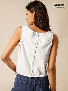 Easelle Top de tirantes holgada, informal y corta de color liso con cuello redondo para mujer