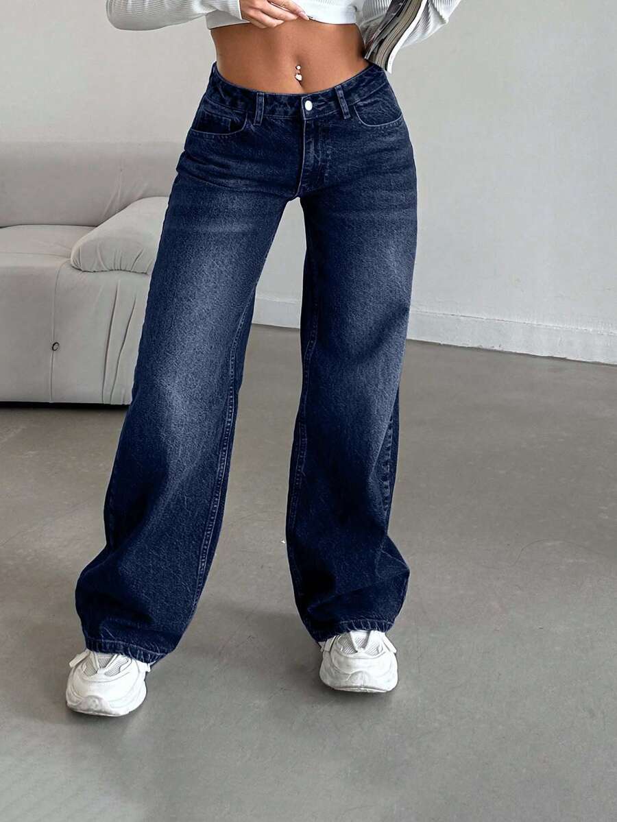 EURMUSE LOW RISE STRAIGHT CYT WOMEN BLUE JEAN - Dark Wash - View 1