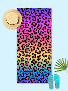 SHEIN 1pc Leopard Print Beach Towel, Modern Microfiber Rectangle Travel Beach Towel For Swimming, Diving, Summer - Multicolor - View 2