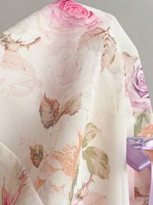 SHEIN MOD Váy chiffon in hoa có thể điều chỉnh độ dài kèm nơ trang trí - Nhiều màu - Xem 10